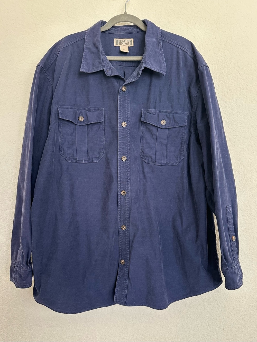 Duluth Trading Co Men 2XL Heavyweight Cotton Work Shirt Forest Green Long Sleeve - Picture 9 of 10
